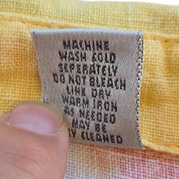 Chicos Medium/2 Women's Large Yellow Floral Print Linen Button-Up Blouse - Picture 7 of 7